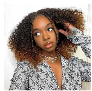 Brown Mogolian Kinky Curly Bob Wig wigs Brown Colored  13x4 Curly Lace Front Human Hair Wigs
