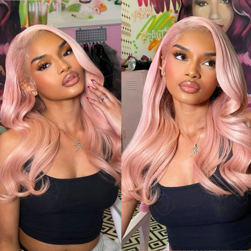 Human hair 4 x 4 lace sewn pink 14-28inch long straight hair wig headpiece