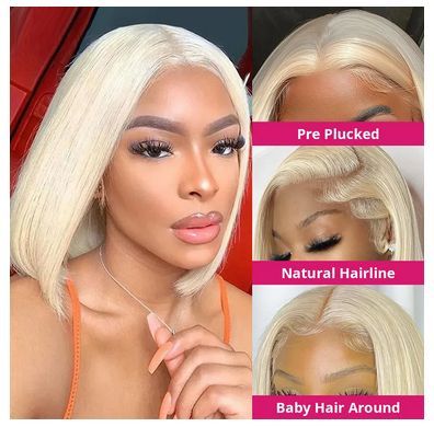 13x4 Bob Frontal Wig 613 Honey Blonde Straight Brazilian Lace Front Human Hair Wig Remy Short Bob Wigs For Women