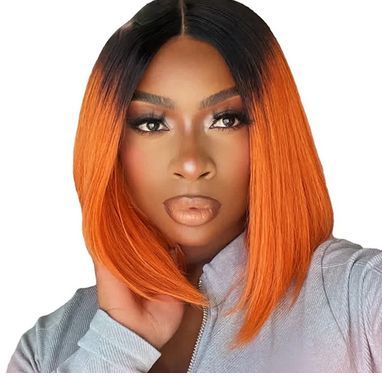 Orange Color Lace Front Human Hair Wig for Black Women Straight Bob Wigs Straight Short Bob Human Hair Lace Wigs on Sale
