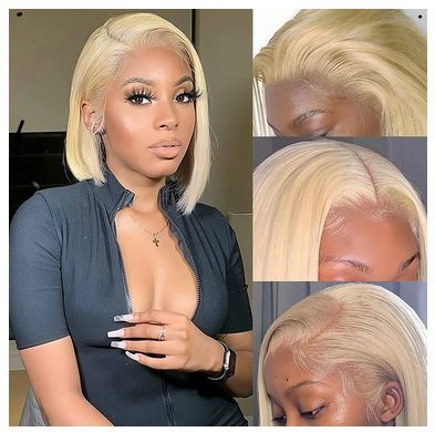 13x4 Bob Frontal Wig 613 Honey Blonde Straight Brazilian Lace Front Human Hair Wig Remy Short Bob Wigs For Women