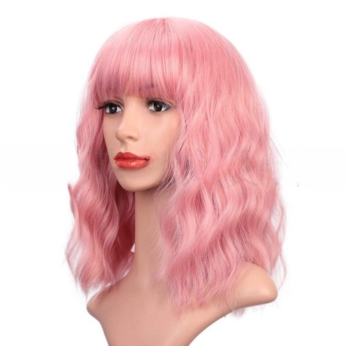 European and American wig short roll wig chemical fiber wig head set water ripple wig factory wholesale