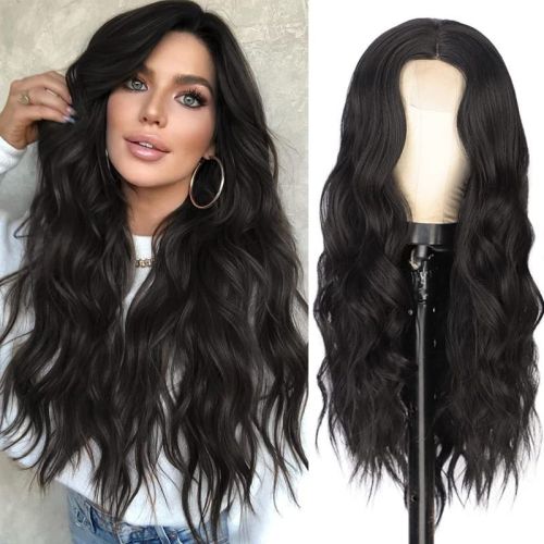 European and American wig women's long hair before the lace wig chemical fiber head set factory direct wig