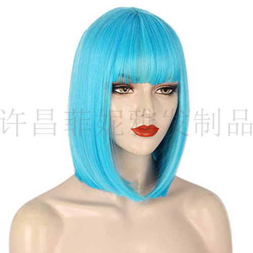 Wigs Europe and the United States inside buckle wig BOBO head wig female bangs short straight hair Cosplay chemical fiber hair manufacturers wholesale