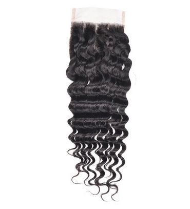 Chinese Suppliers Raw Brazilian Human Hair Deep Wave 4x4 Transparent Frontal Lace Closure