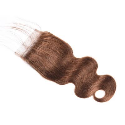 Highlight Peruvian Brazilian Cambodian Human Remy Ombre Brown Colored Hair Transparent Lace Closure