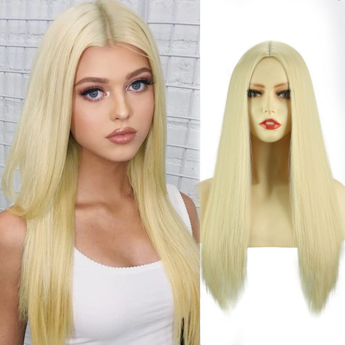 European and American wig in the long straight hair blonde wig chemical fiber mechanism head set wig female wig manufacturers supply