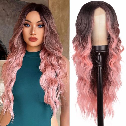 Europe and the United States wig long curly Hair in the forehead lace wig chemical fiber head set hair wig female manufacturers supply