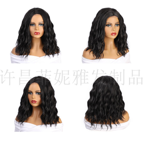 Short curly hair European and American wig in water ripple lace wig hairwig factory supply