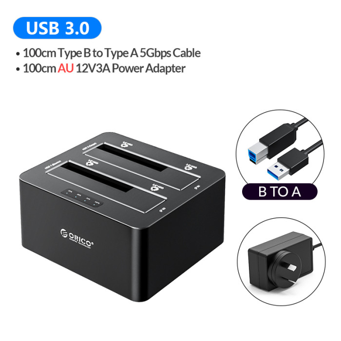 ORICO SATA to USB 3.0 Multi Hard Drive Docking Station with Offline Clone 2 Bay HDD Docking Station for 2.5/3.5 inch HDD SSD