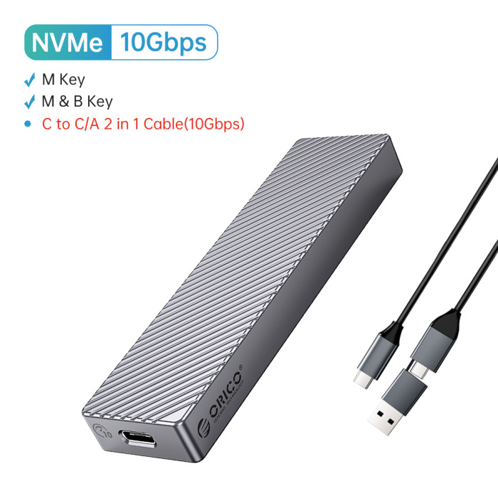 ORICO Dual Protocol M.2 SSD Case Support M2 NVMe SATA NGFF SSD Disk 10Gbps PCIe M Key 6Gbps M&B Key USB C Hard Drive Enclosure