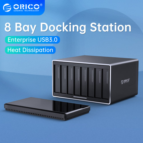 ORICO NS Series 3.5'' 8 Bay USB3.0 HDD Docking Station SATA to USB3.0 HDD Enclosure with 120W Power HDD Case