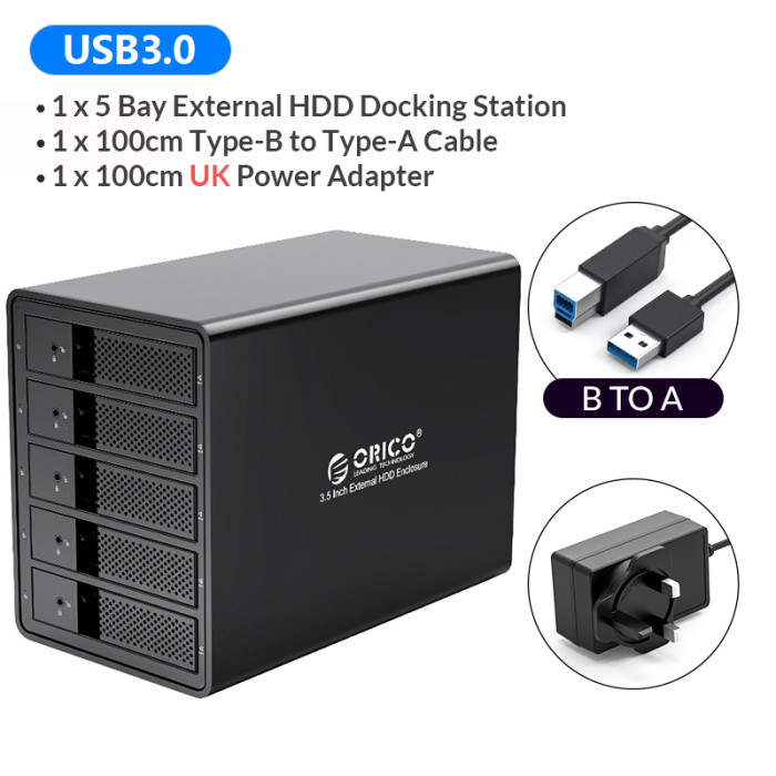 ORICO Chia 95 Series Multi Bay 3.5'' SATA to USB3 HDD Docking Station Internal Power HDD Enclosure Aluminum HDD Case