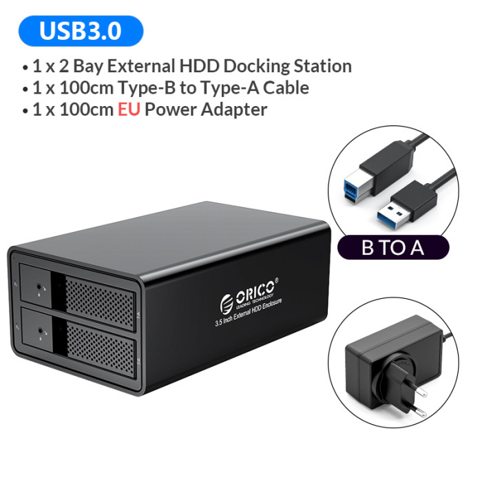 ORICO Chia 95 Series Multi Bay 3.5'' SATA to USB3 HDD Docking Station Internal Power HDD Enclosure Aluminum HDD Case