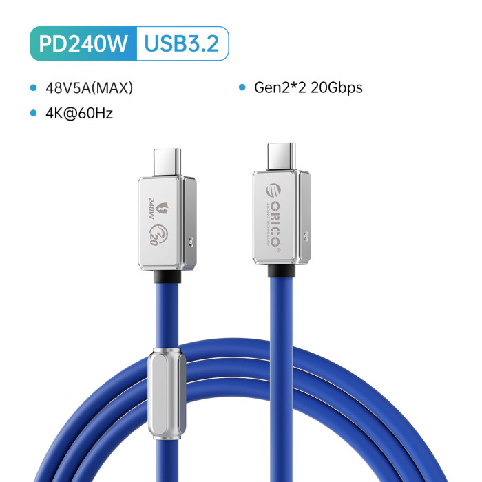 ORICO USB4 Cable 240W Compatible Thunderbolt 3 Video 8K@60Hz PD3.1 USB C Fast Charge 40Gbps Data Transfer Silicone for Macbook