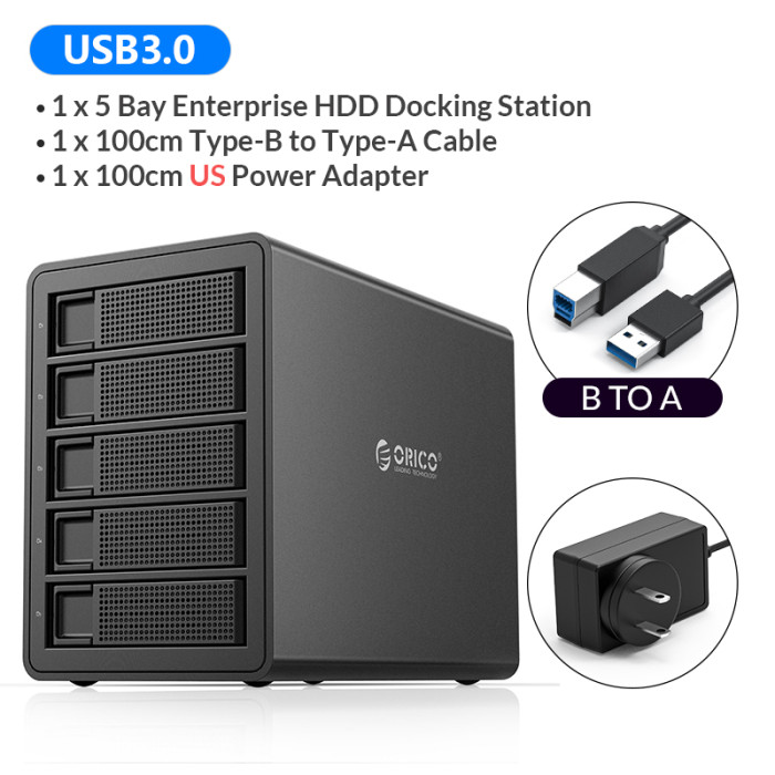 ORICO 35 Series 5 Bay HDD Docking Station With Dual Chip 150W Built-in Power Hard Drive Case For 2.5 3.5 Inch Hard Drive