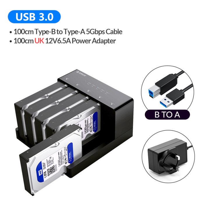 ORICO Hard Drive Docking Station 5 bay SATA to USB 3.0 HDD Docking Station with Offline Clone Function for 2.5/3.5 inch HDD/SSD