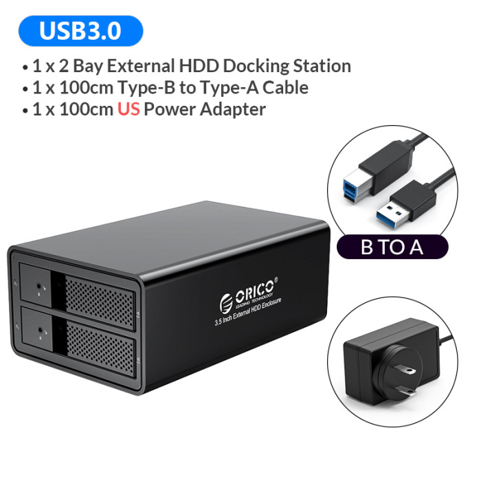 ORICO Chia 95 Series Multi Bay 3.5'' SATA to USB3 HDD Docking Station Internal Power HDD Enclosure Aluminum HDD Case