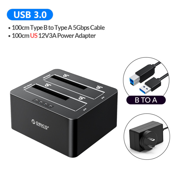 ORICO SATA to USB 3.0 Multi Hard Drive Docking Station with Offline Clone 2 Bay HDD Docking Station for 2.5/3.5 inch HDD SSD