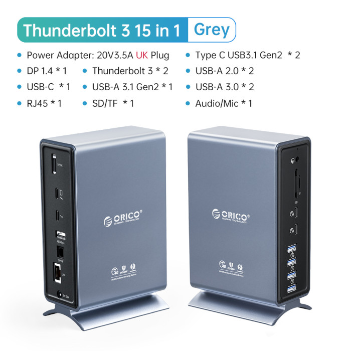 ORICO Thunderbolt 3 Docking Station Type C to HDMI-compatible  Adapter 4K@60Hz USB 3.0 3.1 HUB Splitter for MacBook Mac Windows