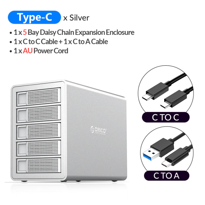 ORICO 35 Series Type-C 4Bay &5Bay HDD Docking Station 10Gbps Super Speed for 2.5/3.5 Inch Hard Drive Case Built-in Power Adapter