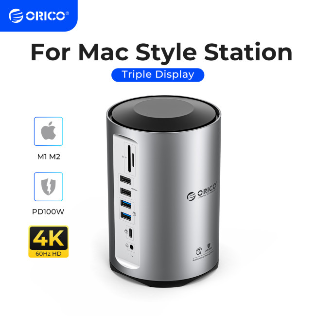 ORICO Type C Docking Station for MacBook Pro Air M1 M2 USB 3.0 HUB 4K 60Hz HDMI-compatible DP RJ45 PD100 SD/TF Audio Adapter