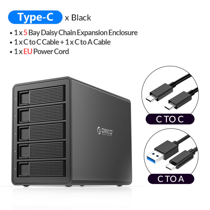 ORICO 35 Series Type-C 4Bay &5Bay HDD Docking Station 10Gbps Super Speed for 2.5/3.5 Inch Hard Drive Case Built-in Power Adapter