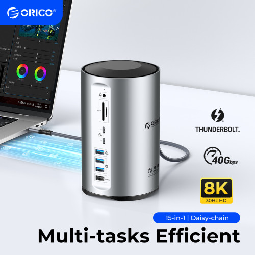 ORICO Thunderbolt 3 Type C Docking Station for MacBook Pro M1 M2 USB 3.0 HUB 8K HDMI-compatible DP RJ45 Audio With Power Adapter