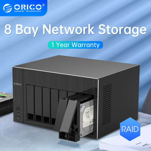 ORICO OS Series NAS 2.5  3.5  Hard Drive Enclosure 8 Bay Network Attached Storage with RAID Gen7 SATA to USB3.0 HDD Case