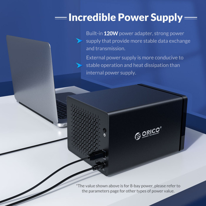 ORICO NS Series 3.5'' 8 Bay Type-C HDD Enclosure SATA to USB 3.1 HDD Docking Station 5Gbps UASP HDD Case