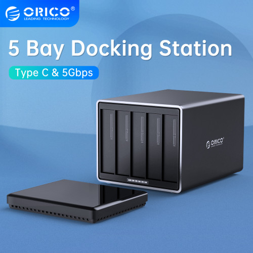 ORICO NS Series 5 Bay 3.5'' Type C HDD Docking Station Aluminum 5Gbps HDD Enclosure USB3.1 HDD Case with 78W Power Adapter