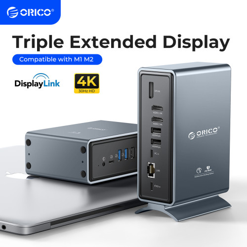 ORICO USB C Docking Station Triple display Type C to 4K HDMI-compatible DP USB 3.0 HUB RJ45 3.5mm PD Splitter for Windows MacOS