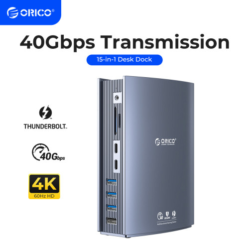 ORICO Thunderbolt 3 40Gbps Type C Docking Station Desktop USB C 4K HDMI-compatible 3.0 HUB RJ45 3.5mm PD60 SD With Power Adapter