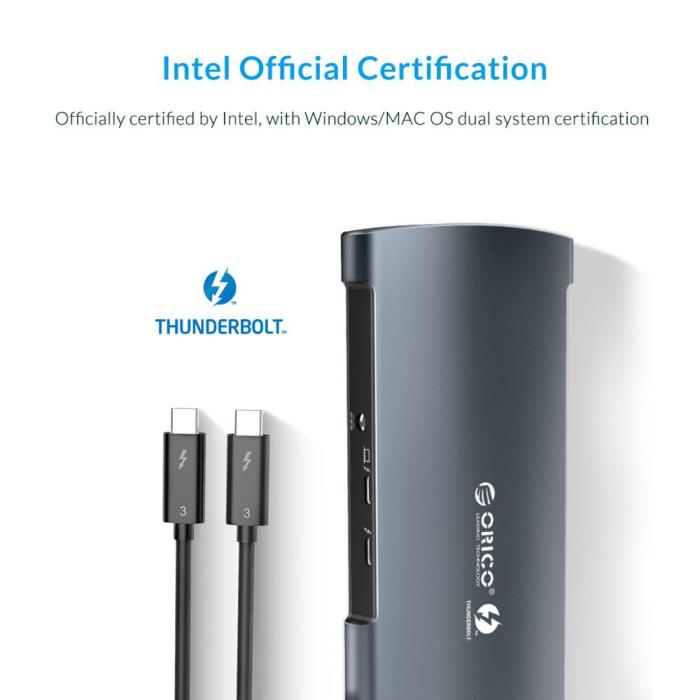 ORICO 40Gbps Thunderbolt 3 Dock USB Type C HUB to 8K DP USB3.0 RJ45 SD4.0 60W Charging Adapter For Macbook Pro