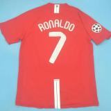 2007-2008 Man Utd home Red long sleeve Retro soccer jersey (长袖)(带胸前决赛字)