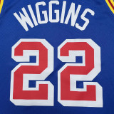 Warriors WIGGINS #22 Blue 75th Anniversary Retro NBA Jersey