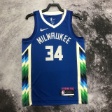 2022-23 BUCKS ANTETOKOUNMPO #34 Blue City Edition Top Quality Hot Pressing NBA Jersey