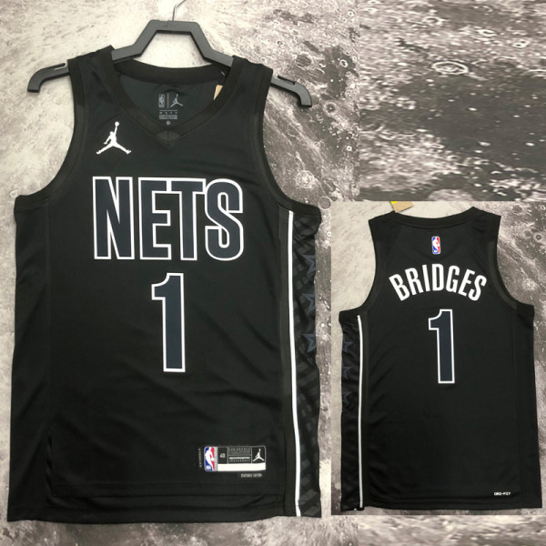 2022-23 NETS BRIDGES #1 Black Top Quality Hot Pressing NBA Jersey (Trapeze Edition)