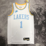 LAKERS RUSSELL #1 White Retro Top Quality Hot Pressing NBA Jersey