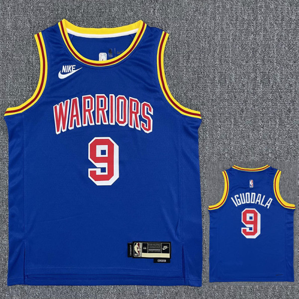 Warriors IGUODALA #9 Blue 75th Anniversary Retro NBA Jersey