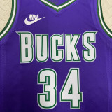 2022-23 BUCKS ANTETOKOUNMPO #34 Purple Top Quality Hot Pressing NBA Jersey (Retro Logo)