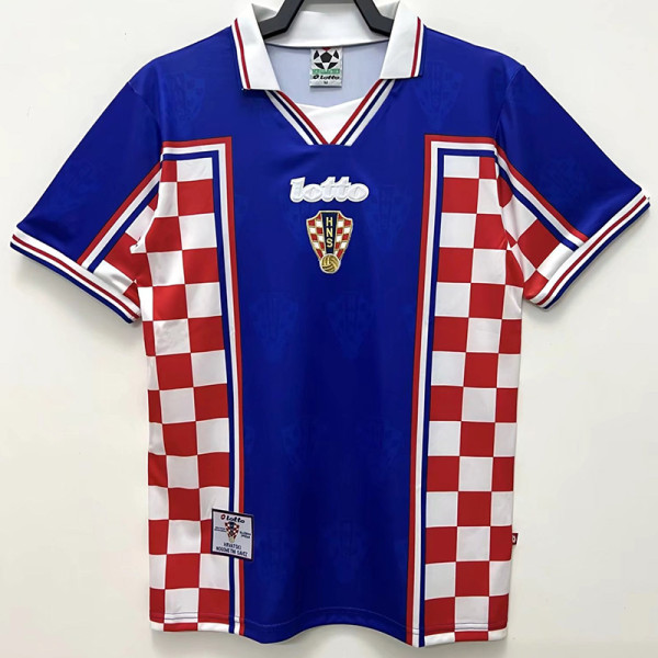 1998 Croatia Away Blue Retro Soccer Jersey