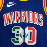 Warriors CURRY #30 'Mexico' Blue 75th Anniversary Retro Top Quality Hot Pressing NBA Jersey