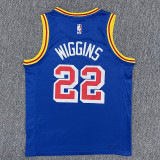 Warriors WIGGINS #22 Blue 75th Anniversary Retro NBA Jersey