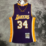 2000 LAKERS O‘NEAL #34 Purple Retro Top Quality Hot Pressing NBA Jersey(V领)