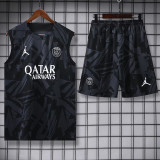 2023-24 PSG Jordan Black Grey Tank top and shorts suit