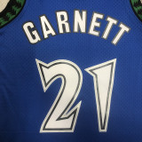 2003-04 Timberwolves GARNETT #21 Blue Retro Top Quality Hot Pressing NBA Jersey