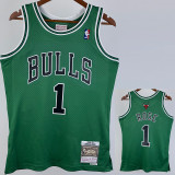 2008-09 BULLS ROSE #1 Green Retro Top Quality Hot Pressing NBA Jersey (圆领）