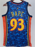 2023 WARRIORS & BAPE #93 Blue Top Quality Hot Pressing NBA Jersey