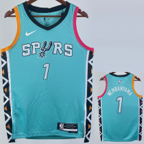 2022-23 SA Spurs WEMBANYAMA #1 Blue City Edition Top Quality Hot Pressing NBA Jersey